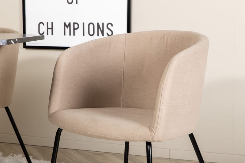 Marbs Matgrupp 110 cm Rund inkl 4 Berita Stolar - Svart/Beige - Möbler - Bord & matgrupper - Matgrupper