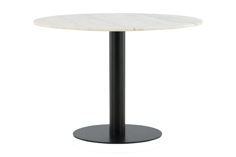 Estelle Runt Matbord 106 cm i Marmor, Vit/Svart