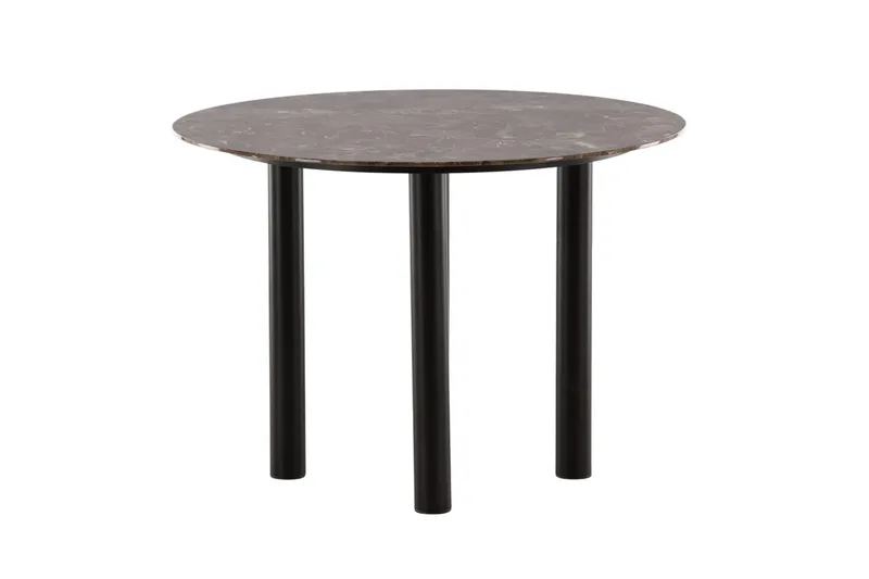 Havsten Runt Matbord 106 cm i Glas med Marmorutseende, Svart