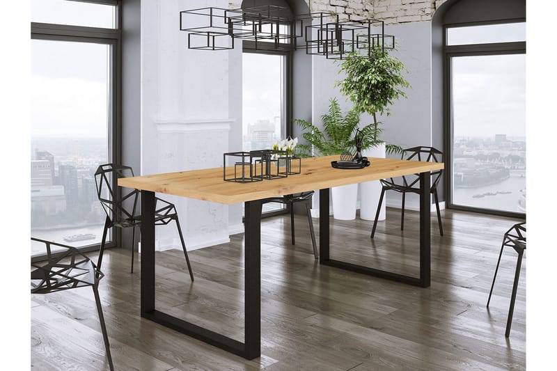 Imper Rektangulärt Matbord 185 cm med Teak- och Metallutseende - Svart|Brun - Möbler - Bord & matgrupper - Matbord & köksbord