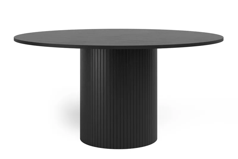 Kopparbo Runt Matbord 150 cm, Svart Trä / Ribbad