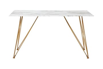 Kreilkamp Rektangulärt Matbord 140 cm med Marmor- och Metallutseende - Vit - Möbler - Bord & matgrupper - Matbord & köksbord