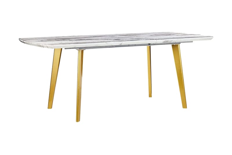 Mosby Matbord 200 cm Hopfällbart, Vit/Guld