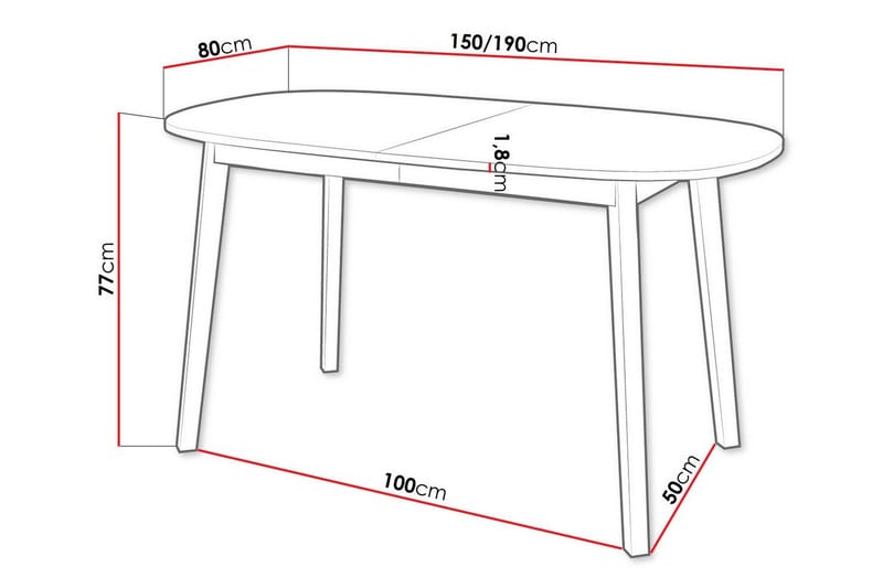 Narberth Utdragbart Ovalt Matbord 150 cm med Trä- och Ekutseende - Svart - Möbler - Bord & matgrupper - Matbord & köksbord