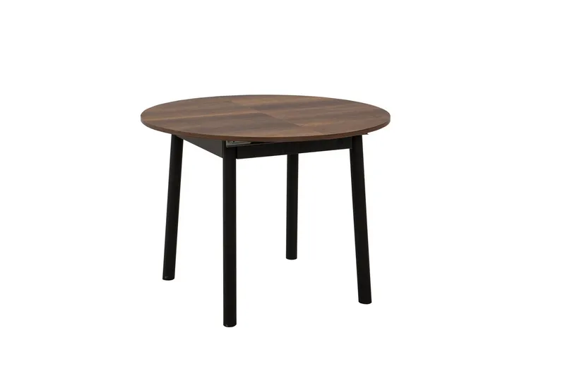 Oliver Litet Runt Matbord 100 cm med Trä- och Valnötsutseende, Brun/Svart