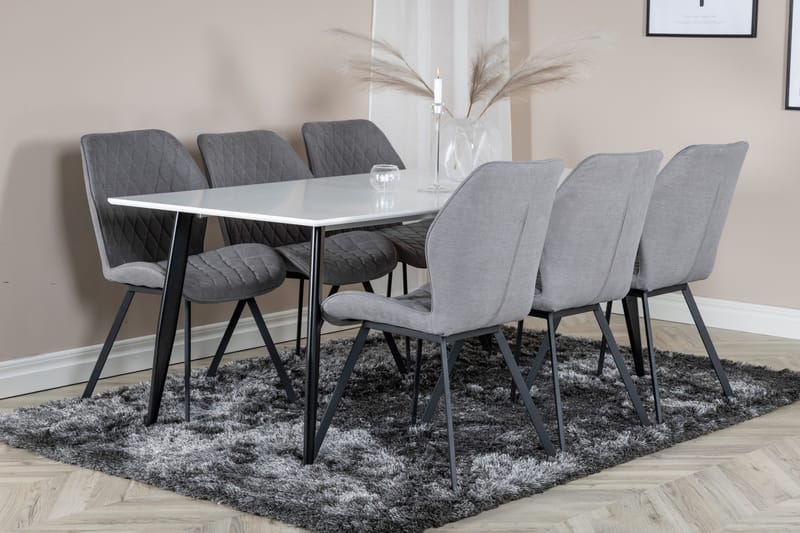 Polar Rektangulärt Matbord 180 cm i Trä med Metallutseende - Vit - Möbler - Bord & matgrupper - Matbord & köksbord
