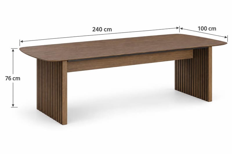 Richeto Stort Ribbat Matbord 240x100 cm med Trä- och Rökt Ek-utseende - Mörkbrun - Möbler - Bord & matgrupper - Matbord & köksbord
