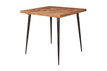 Synia Litet Kvadratiskt Matbord 80 cm i Massivt Trä med Ek- och Metallutseende - Beige - Möbler - Bord & matgrupper - Matbord & köksbord