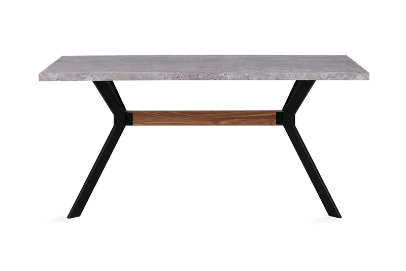 Trimboli Rektangulärt Matbord 160 cm i Trä och Metall med Betongutseende, Grå