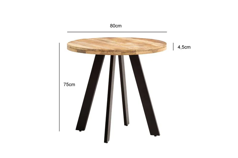 Matbord Wohnling rund massivt trä, modern lantlig stil 80 cm - 80 cm - Möbler - Bord & matgrupper - Matbord & köksbord