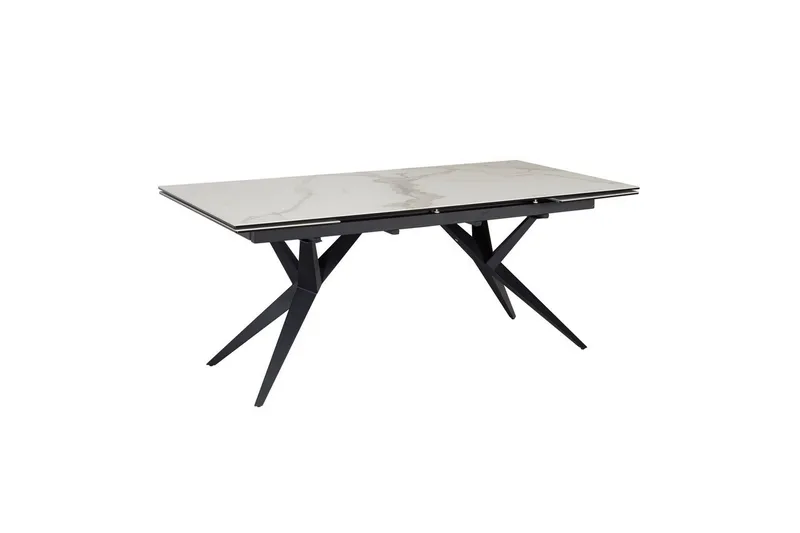 Matbord Wohnling Utdragbart 180-260 cm keramisk fyra ben och metallram Svart, marmor vit, Svart, vit marmor