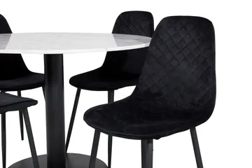 Admira Matgrupp 106 cm Rund inkl 4 Ypas Stolar - Marmor/Vit/Svart - Möbler - Bord & matgrupper - Matgrupper