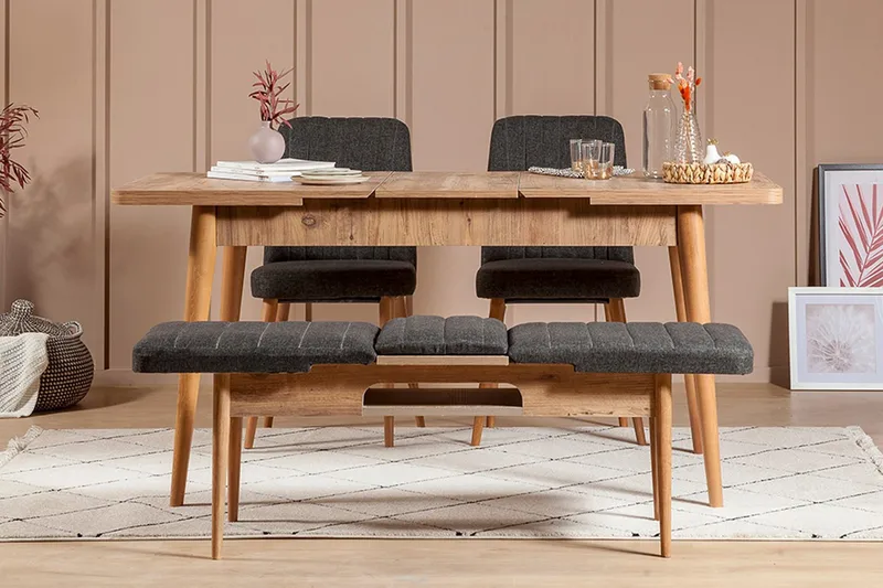Idehult Matgrupp 4 delar 75 cm, Trä/natur/Antracit