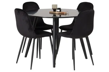 Plaza Matgrupp 100 cm Rund med 4 Polar stolar - Svart - Möbler - Bord & matgrupper - Matgrupper