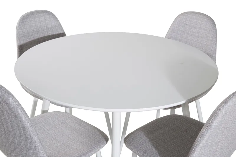 Ridones Matgrupp 100 cm Rund inkl 4 Ypas Stolar - Vit/Grå - Möbler - Bord & matgrupper - Matgrupper