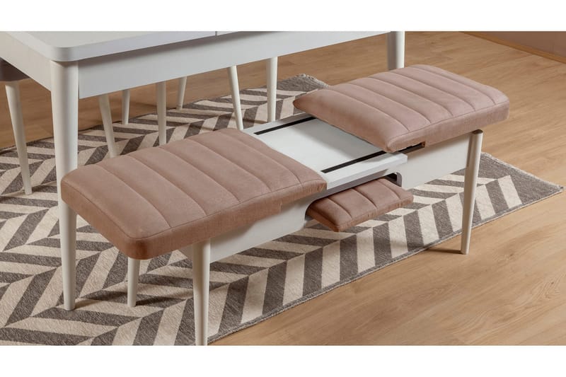 Valsot Förlängningsbar Matgrupp 129 cm - Vit/Grå - Möbler - Bord & matgrupper - Matgrupper
