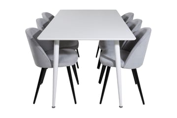 Ypas Matgrupp 180 cm inkl 6 Valeri Stolar - Vit/Grå - Möbler - Bord & matgrupper - Matgrupper