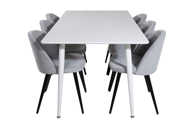Ypas Matgrupp 180 cm inkl 6 Valeri Stolar - Vit/Grå - Möbler - Bord & matgrupper - Matgrupper