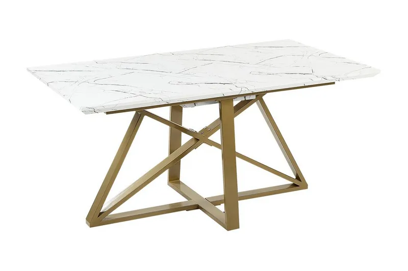 Nettuno Matbord Förlängningsbart 160-200x90 cm, Vit/Guld