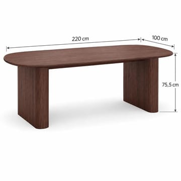 Noira Rektangulär Matgrupp 220 cm – Matbord med 6 Malte Matstolar i Trä med Valnötsutseende - Brun - Möbler - Bord & matgrupper - Matgrupper