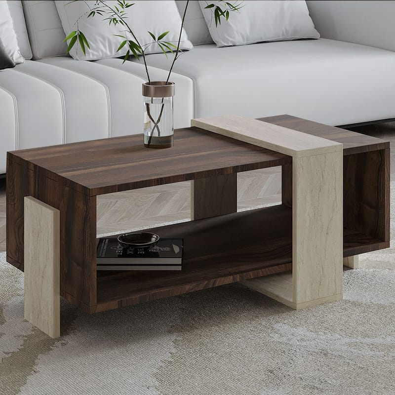 Norell Soffbord 90x40x49 cm - Travertine Walnut - Möbler - Bord & matgrupper - Soffbord