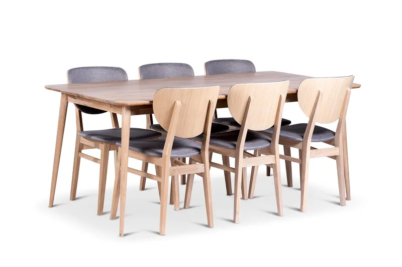 Odense Matgrupp 180 cm med 6 Borgholm Stolar i massivt trä