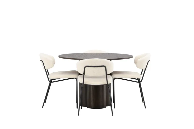 Olivia Matgrupp 110 cm Rund med 4 Chico Stolar, Mocca