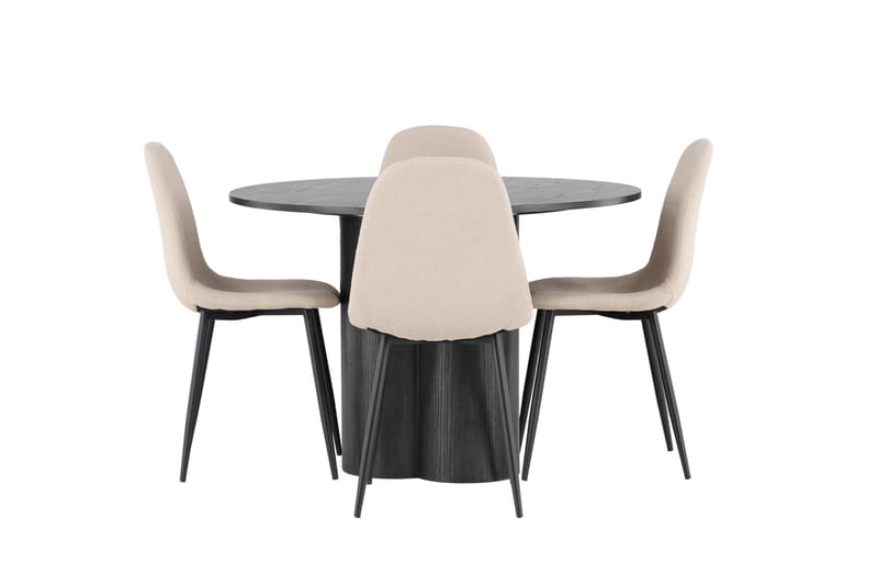 Olivia Matgrupp 110 cm Rund med 4 Polar Stolar, Beige