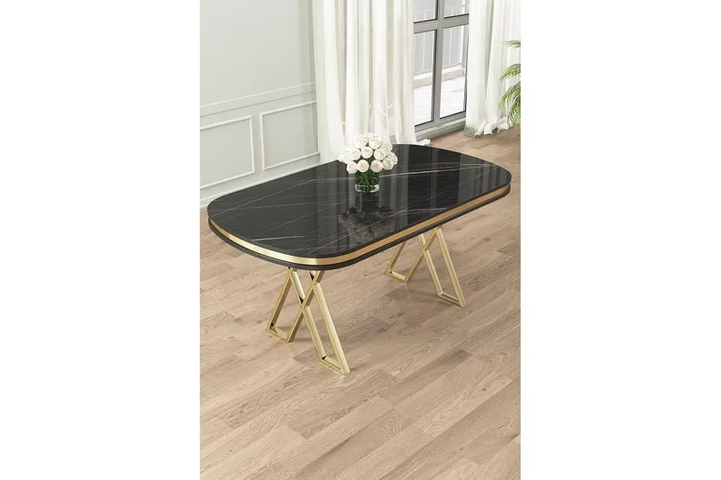 Omin Matbord 168 cm Oval - Svart Marmor/Guld - Möbler - Bord & matgrupper - Matbord & köksbord