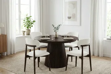 Peyra Förlängningsbart Runt Matbord 120-220 cm i Trä med Rökt Ek-utseende - Rökt ek - Möbler - Bord & matgrupper - Matbord & köksbord