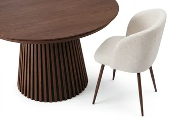 Peyra Matgrupp 120-220 cm förlängningsbart med 4 Greya Mastolar - Valnöt - Möbler - Bord & matgrupper - Matgrupper