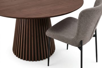 Peyra Matgrupp runt 130 cm Valnöt med 6 Elsie Matstolar - Valnöt/Grå - Möbler - Bord & matgrupper - Matgrupper