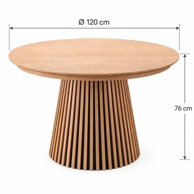 Peyra Rund Utdragbar Matgrupp 120-220 cm – Matbord med 4 Eira Matstolar i Trä med Ekutseende - Natur - Möbler - Bord & matgrupper - Matgrupper