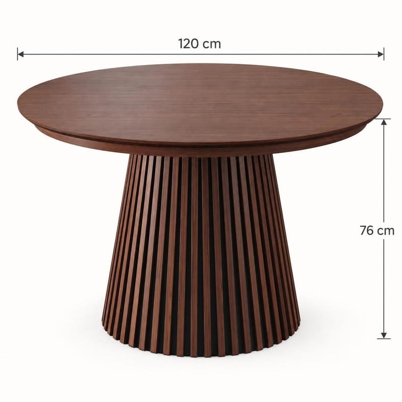 Peyra Rund Utdragbar Matgrupp 120-220 cm – Matbord med 4 Filip Matstolar i Trä med Valnötsutseende - Brun|Taupe - Möbler - Bord & matgrupper - Matgrupper