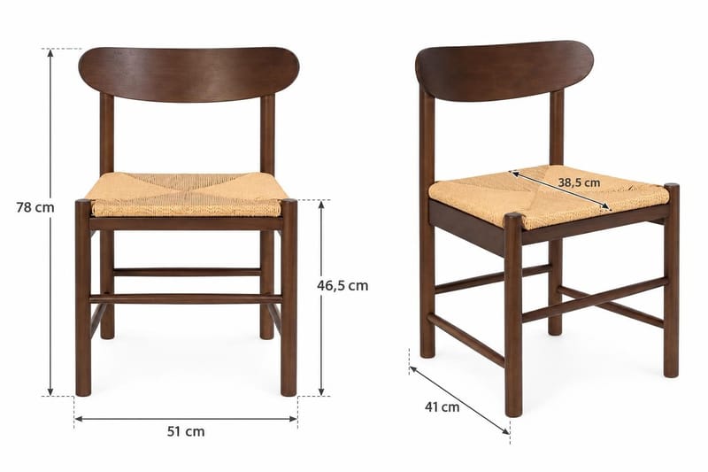 Peyra Rund Utdragbar Matgrupp 120-220 cm – Matbord med 4 Malte Matstolar i Trä med Valnötsutseende - Brun - Möbler - Bord & matgrupper - Matgrupper