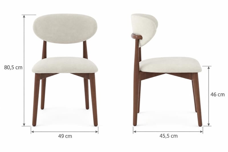 Peyra Rund Utdragbar Matgrupp 120-220 cm – Matbord med 4 Molly Matstolar i Trä med Valnötsutseende - Brun - Möbler - Bord & matgrupper - Matgrupper