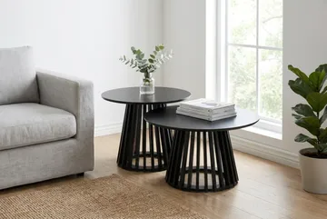 Peyra Soffbord Runt 60 cm Fanér - Svart - Möbler - Bord & matgrupper - Soffbord