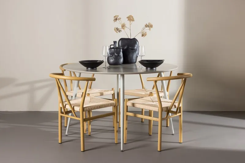 Plaza Matbord 120 cm med 4 Alfons Karmstol