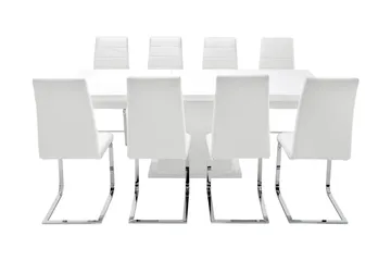 Ratliff Matgrupp 180 cm + 8 Sorado Stol - Vit/Krom - Möbler - Bord & matgrupper - Matgrupper
