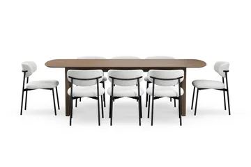 Richeto Matbord 240 cm med 8 Lucy Matstolar - Rökt ek / Vit Bouclé - Möbler - Bord & matgrupper - Matgrupper