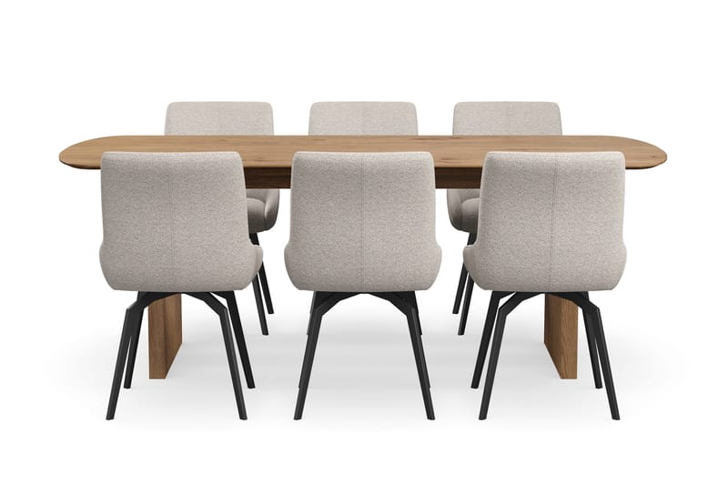 Richeto Matgrupp 210 cm med 6 Mora Snurrstolar - Ek - Möbler - Bord & matgrupper - Matgrupper