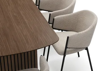 Richeto Rektangulär Matgrupp 240 cm – Matbord med 8 Filip Matstolar med Trä- och Rökt Ek-utseende - Mörkbrun|Taupe - Möbler - Bord & matgrupper - Matgrupper