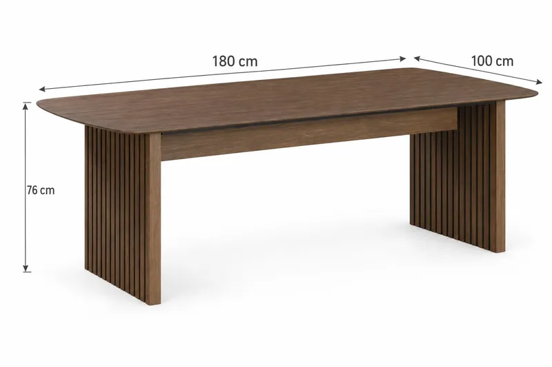Richeto Ribbat Matbord 180x100 cm med Trä- och Rökt Ek-utseende - Mörkbrun - Möbler - Bord & matgrupper - Matbord & köksbord