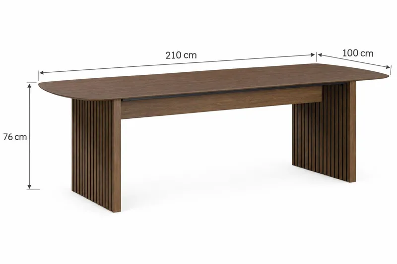 Richeto Ribbat Matbord 210x100 cm med Trä- och Rökt Ek-utseende - Mörkbrun - Möbler - Bord & matgrupper - Matbord & köksbord