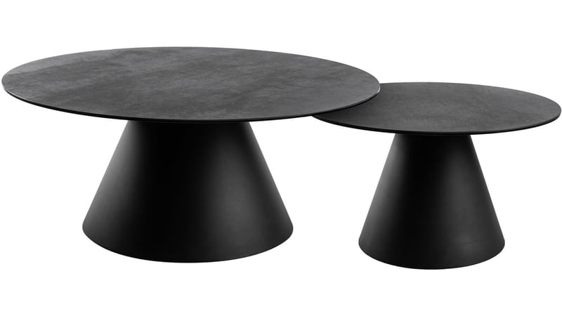 Romeo 59 cm Runt Soffbord i Keramik med Metallunderrede - Antracit - Möbler - Bord & matgrupper - Soffbord