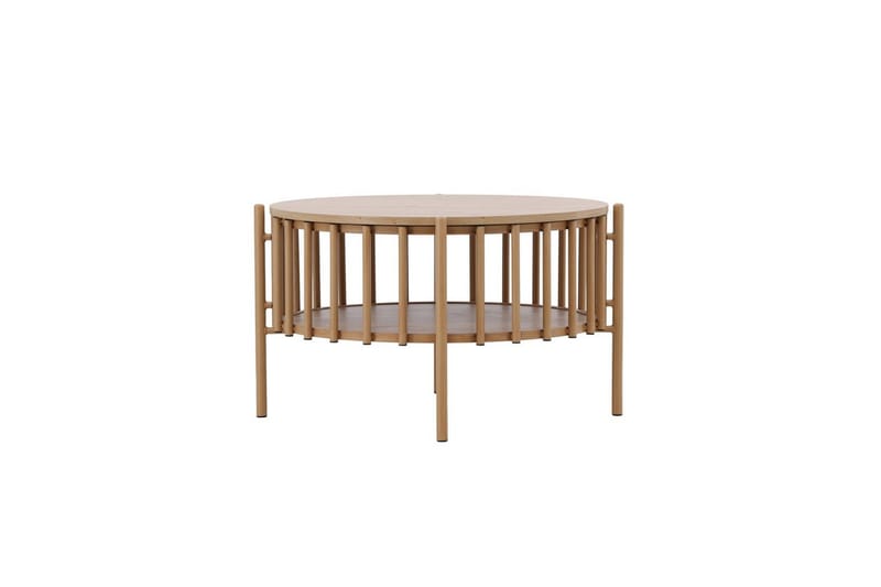 Rubbo Runt Soffbord 80 cm med Hyllor i Trä med Ljust Trä, Beige