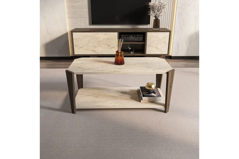 Rylas Soffbord 91 cm - Valnöt/Travertine - Möbler - Bord & matgrupper - Soffbord