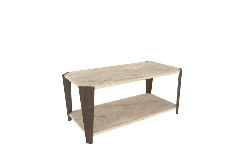 Rylas Soffbord 91 cm, Valnöt/Travertine