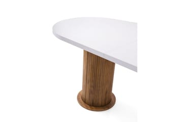 Samtens Utdragbart Ovalt Matbord 180 cm med Trä- och Valnötsutseende - Vit - Möbler - Bord & matgrupper - Matbord & köksbord