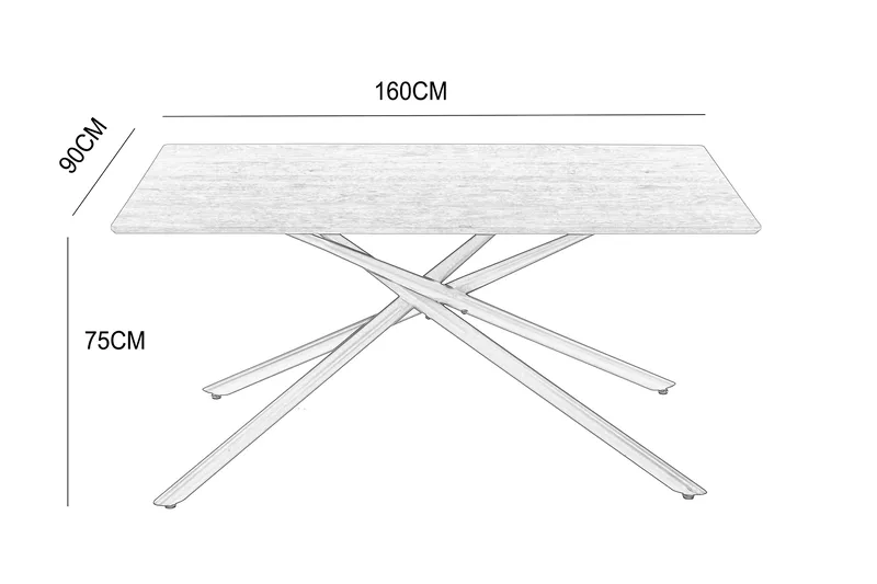 Santos Rektangulärt Matbord 160 cm i Metall med Ekutseende - Svart|Brun - Möbler - Bord & matgrupper - Matbord & köksbord